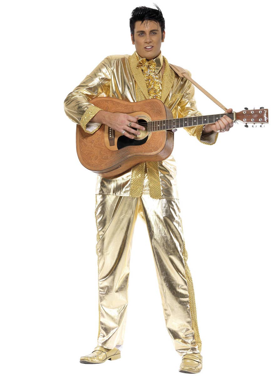 Men's Gold Elvis Presley Costume Suit Alternate Front Image
