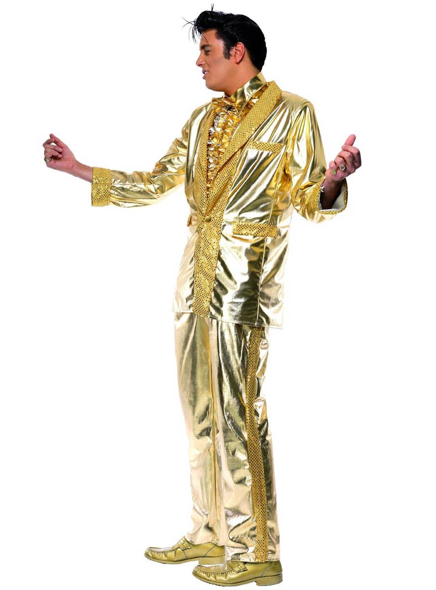 Men's Gold Elvis Presley Costume Suit Side Image
