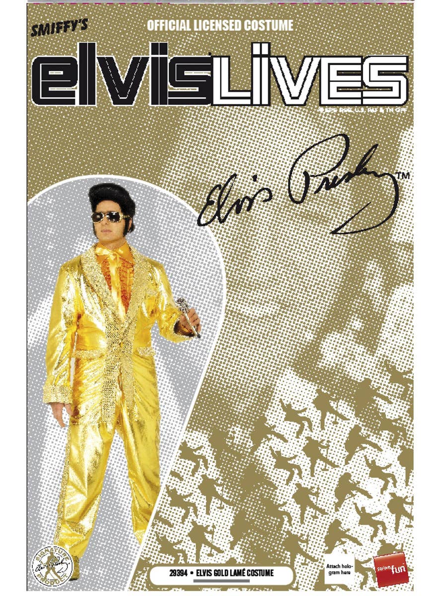 Men's Gold Elvis Presley Costume Suit Packaging Image