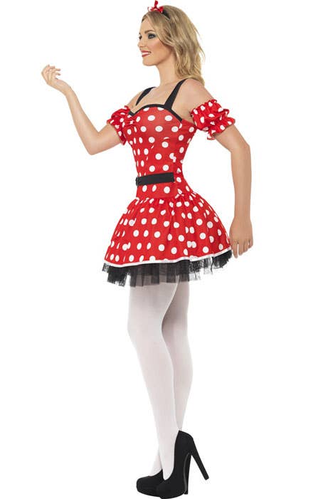 Women's Minnie Mouse Red and White Polka Dot Costume - Alt Side Image