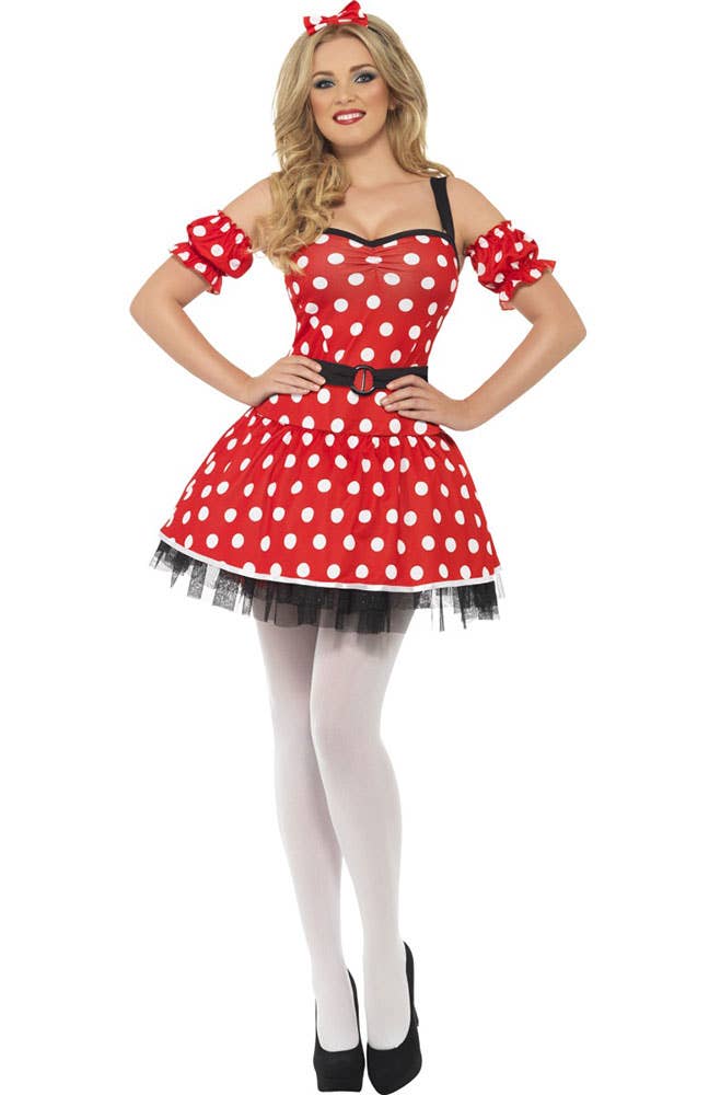 Women's Minnie Mouse Red and White Polka Dot Costume - Alt Front Image