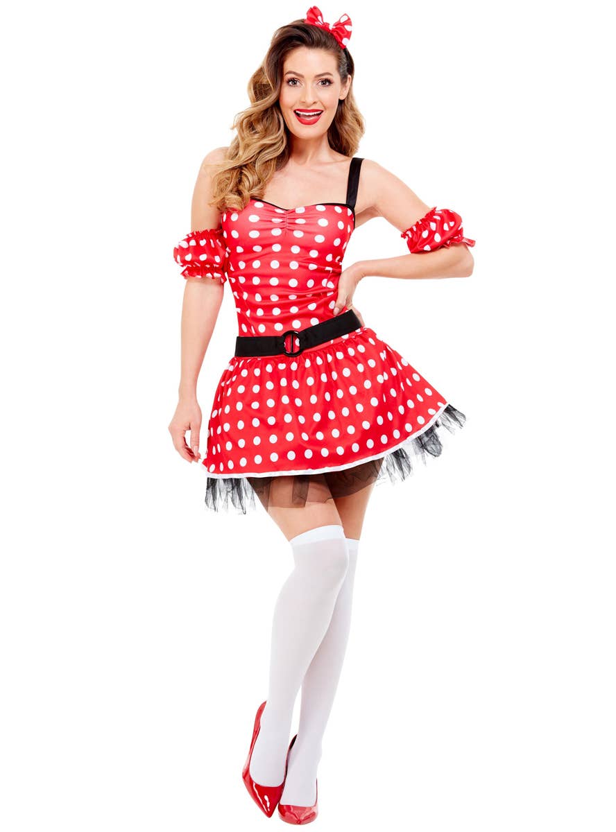 Women's Minnie Mouse Red and White Polka Dot Costume - Alt Image