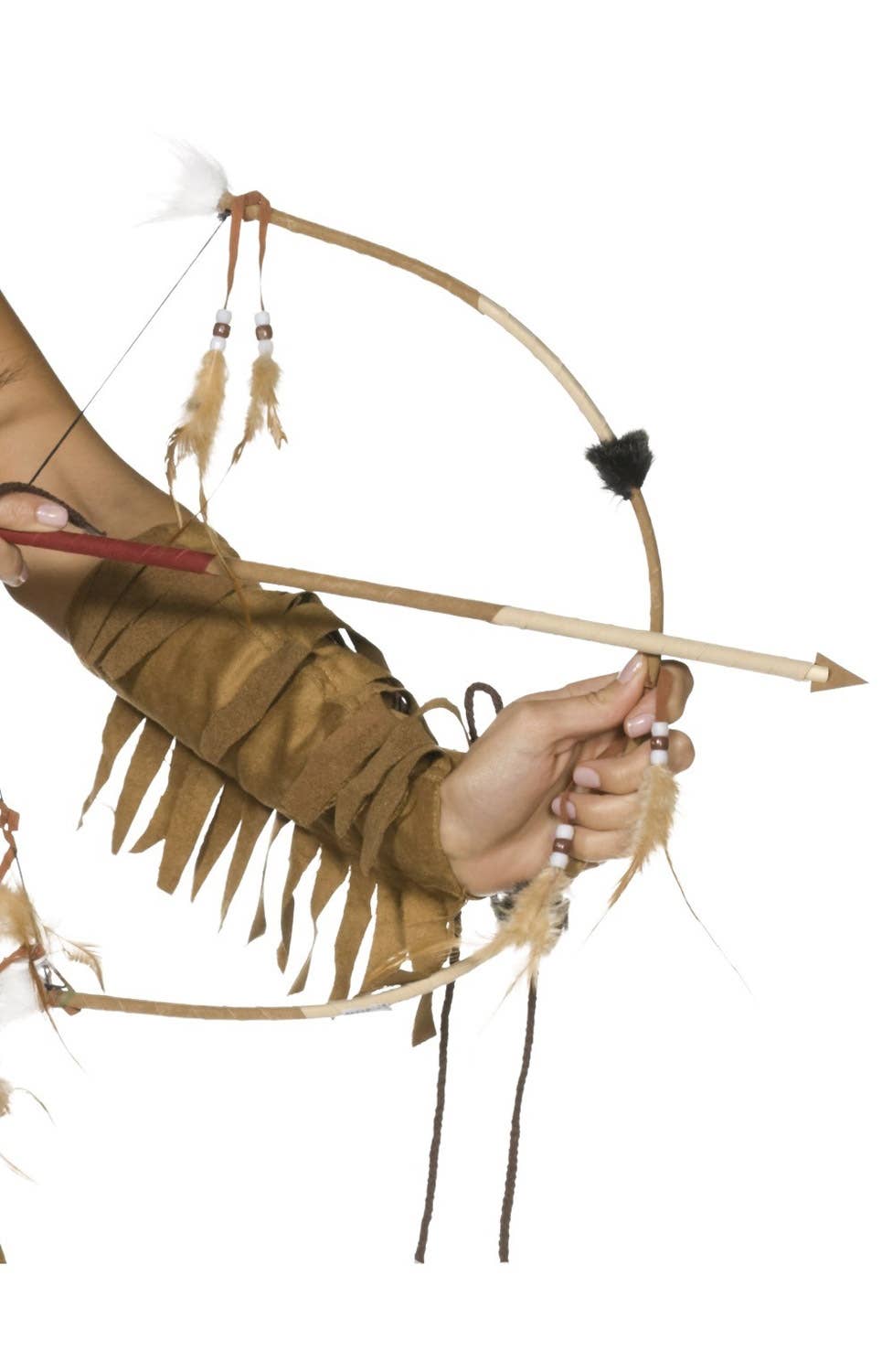 Native Indian Wild West Bow And Arrow With Feathers Costume Weapon Accessory