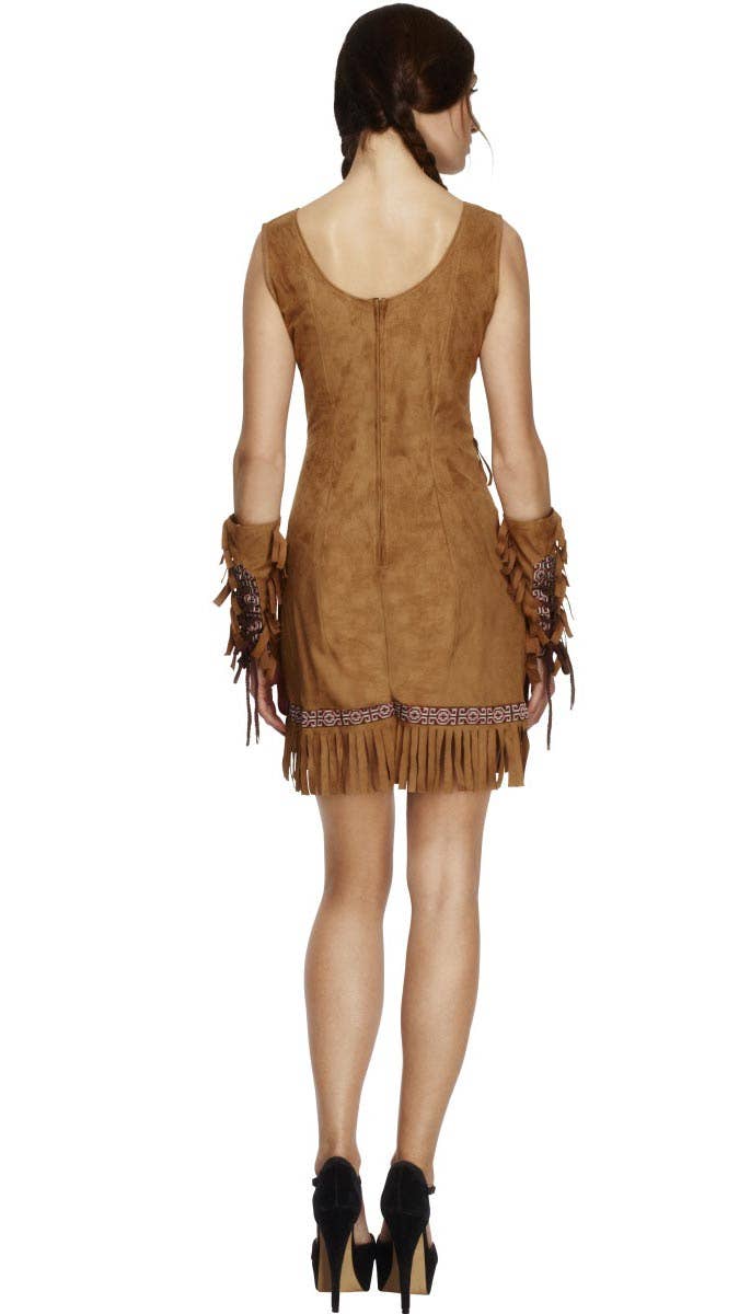 Image of Native American Womens Fancy Dress Costume - Back View