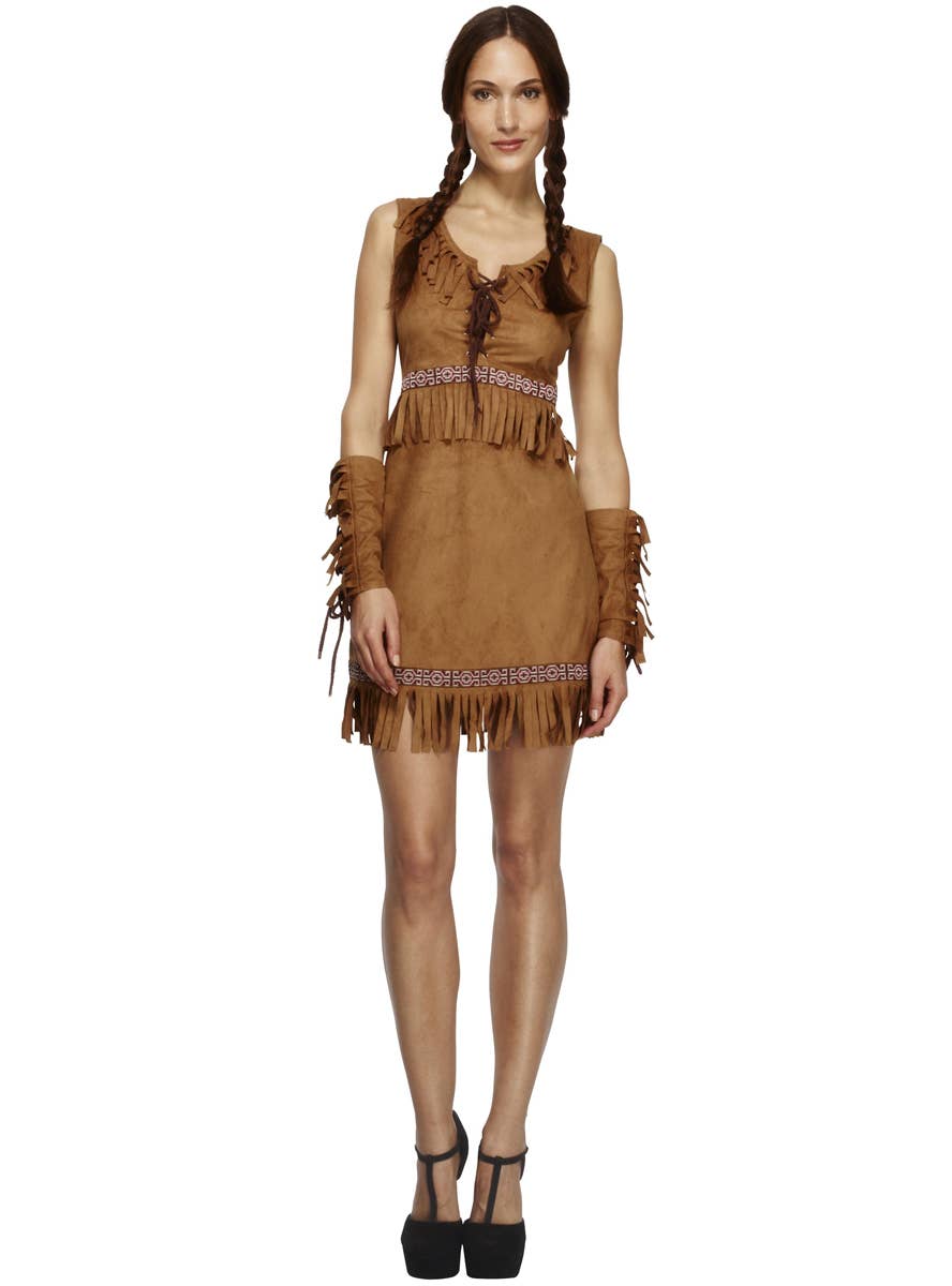 Image of Native American Womens Fancy Dress Costume - Front View