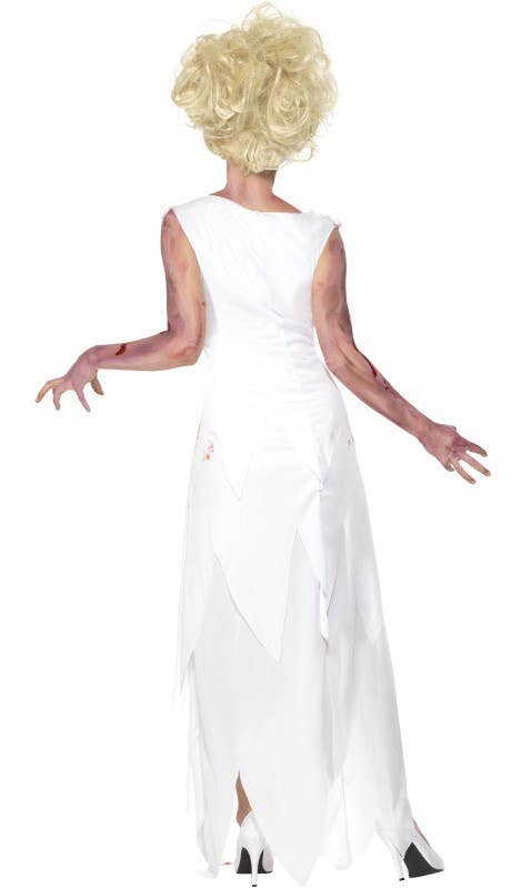 Women's Bloody High School Prom Queen Zombie Halloween Costume Back View