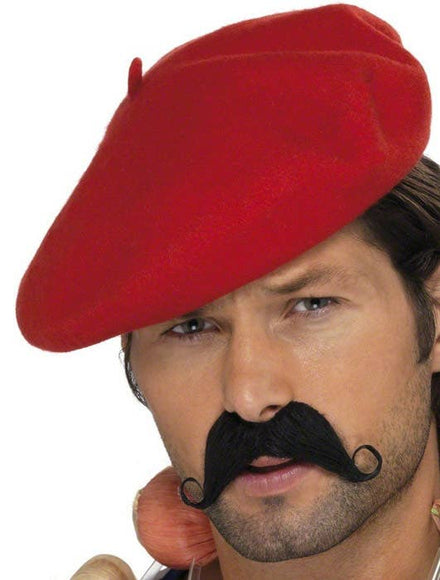 Red French Beret Costume Hat for Adults