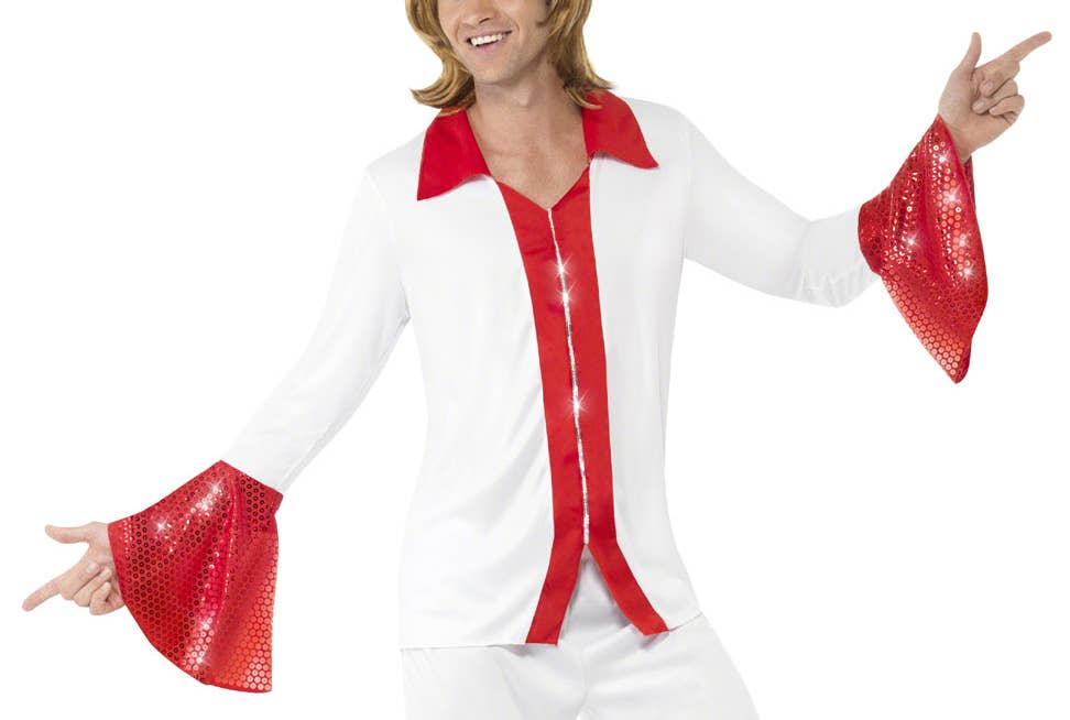 Red and White Men's Super Trooper 1970's Costume Image 4