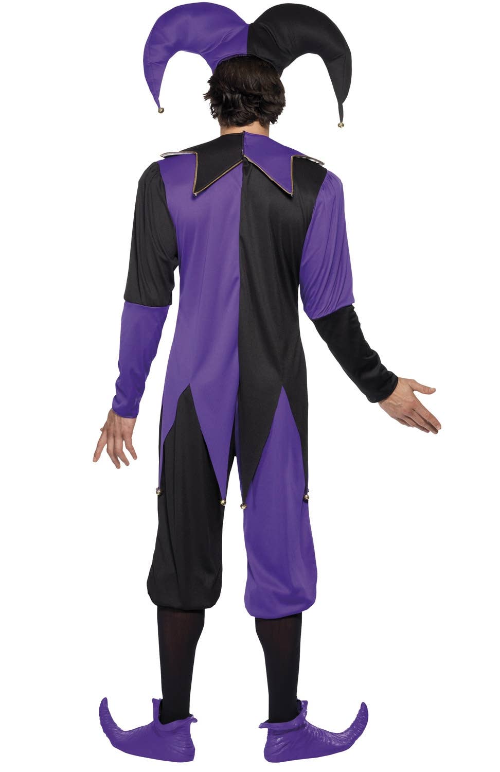 Medieval Jester Men's Fancy Dress Purple and Black Costume Image 2