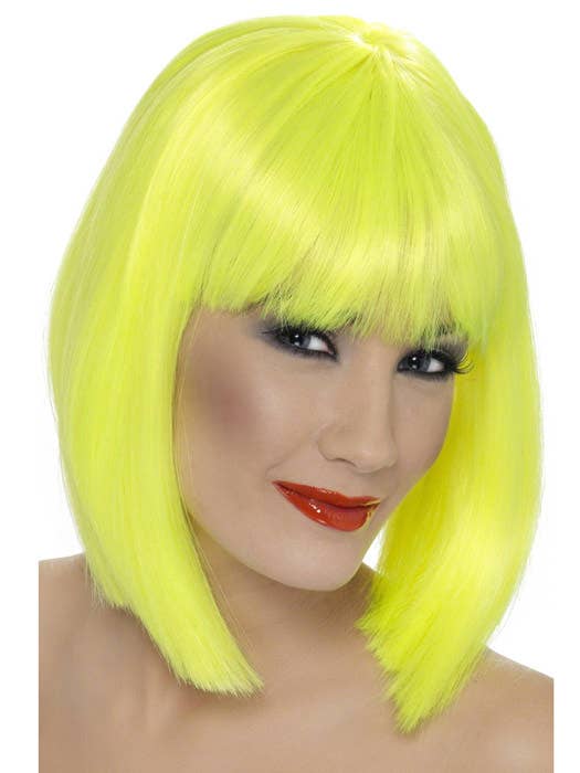 Neon Yellow Women's Bob Wig Costume Accessory