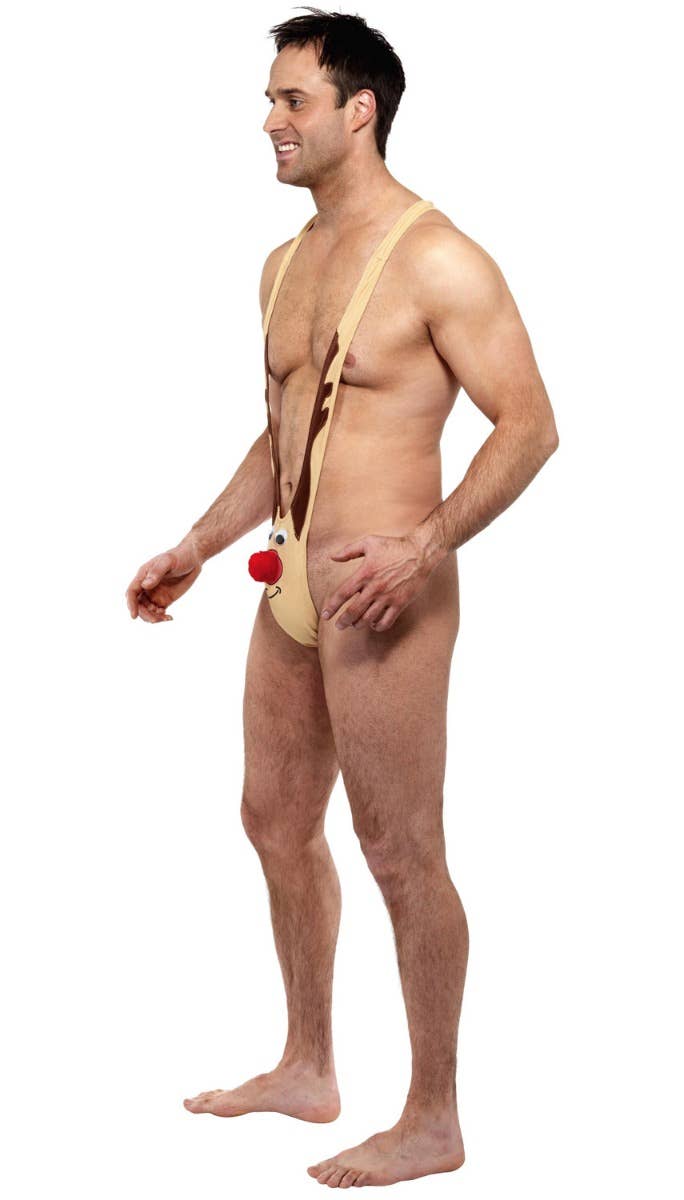 Naughty Rudolph Mens Funny Christmas Mankini - Side Image