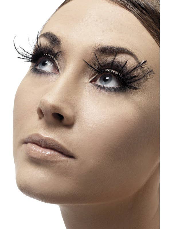 Dramatic Black Feather Plume Reusable False Eyelashes