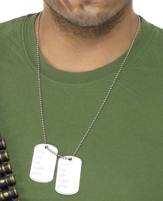Army Dog Tags Military Uniform Costume Accessory - Close Image