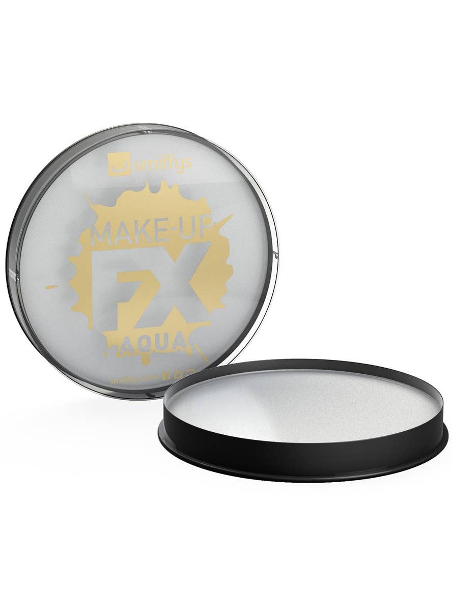 Metallice Silver Cake Makeup Water Based Special Effects Compact Face Paint - Alt Image
