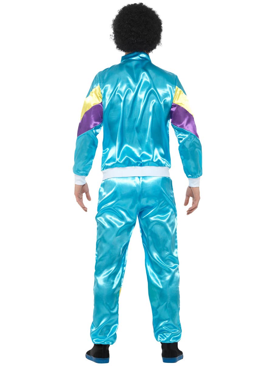 Mens 80s Fashion Blue Tracksuit Fancy Dress Costume - Back Image