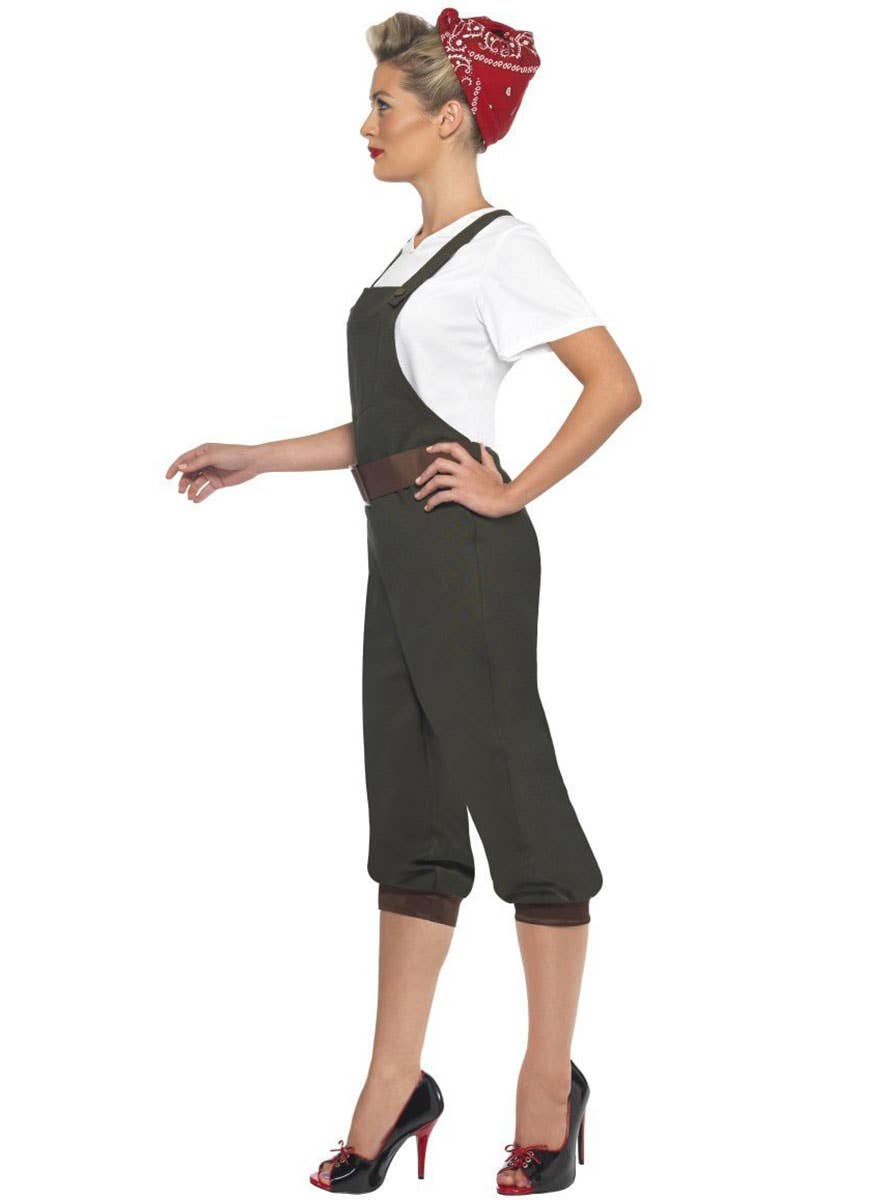 Women's 1940's WW2 Army Land Girl Costume - Side Image