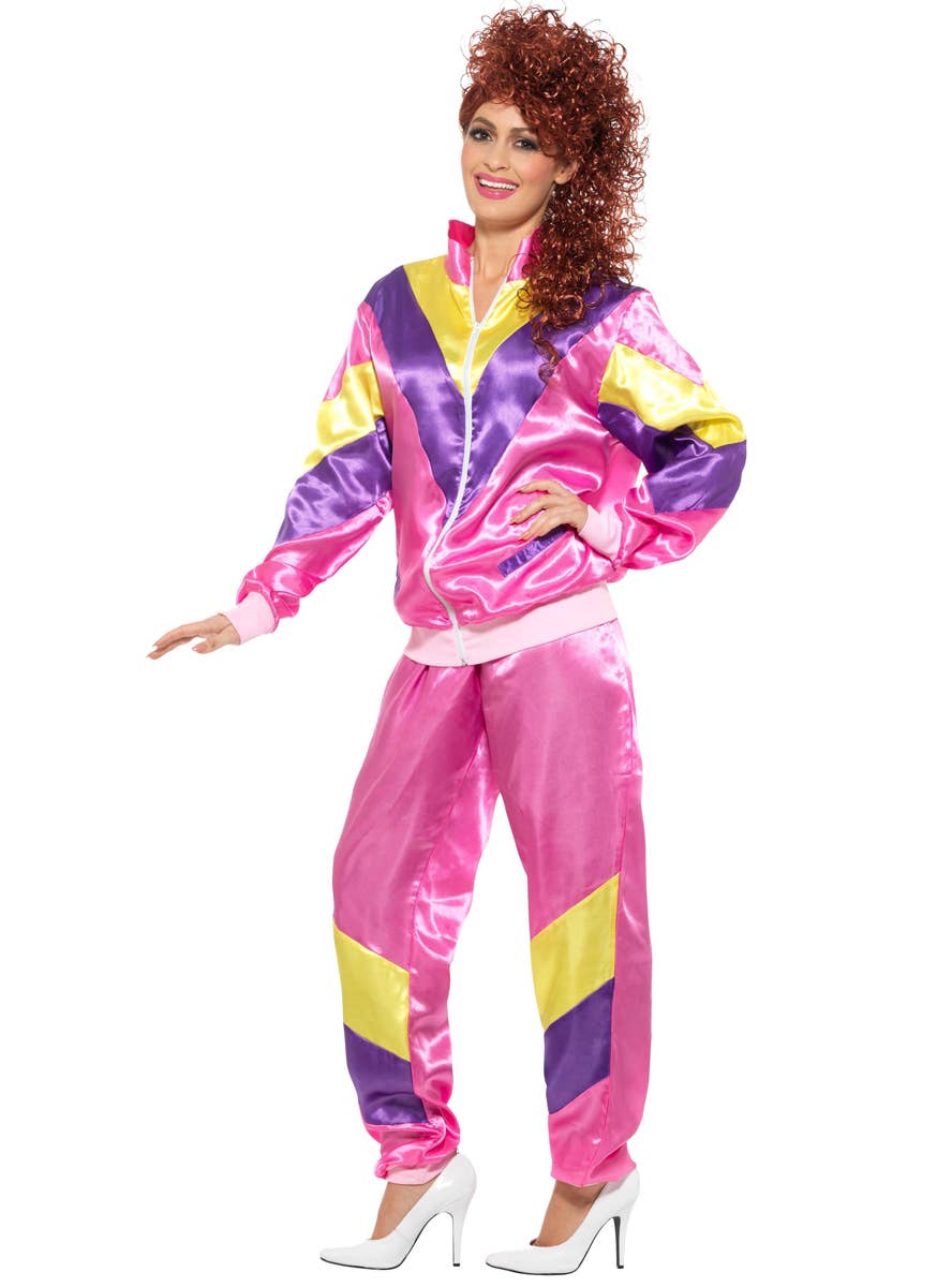 Women's 1980's Pink Shell Suit Retro 80s Costume - Alt Image
