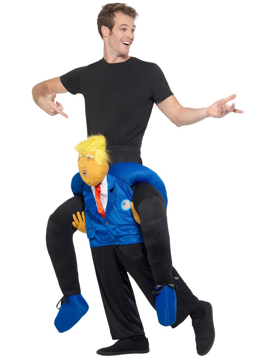 Novelty Adult's Carry Me Ride On President Donald Trump Piggyback Costume Side Image