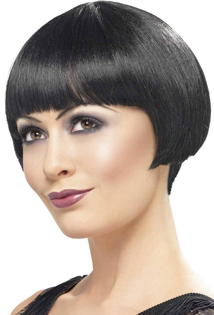Womens Short Black 1920s Bob Cut Flapper Great Gatsby Costume Wig - Main Image