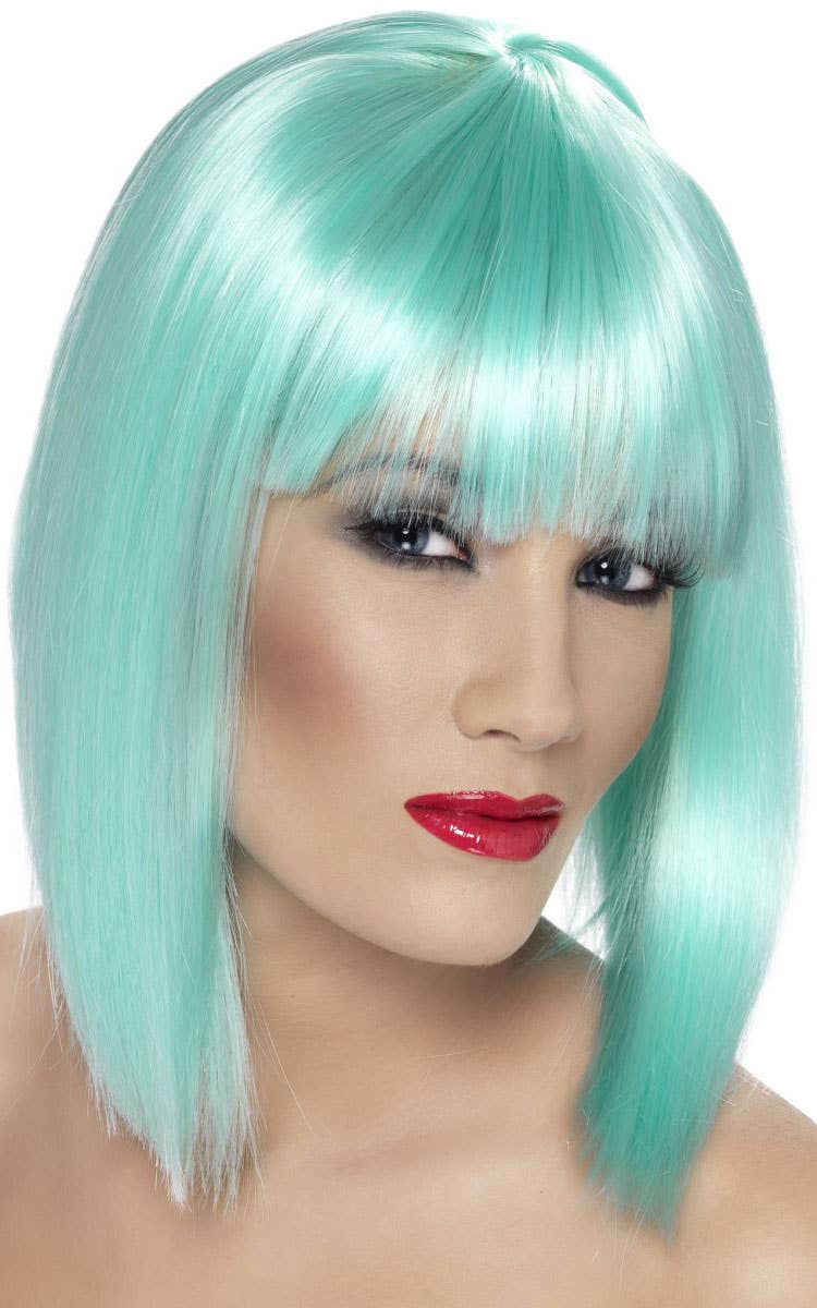Short Light Aqua Concave Bob Costume Wig for Women