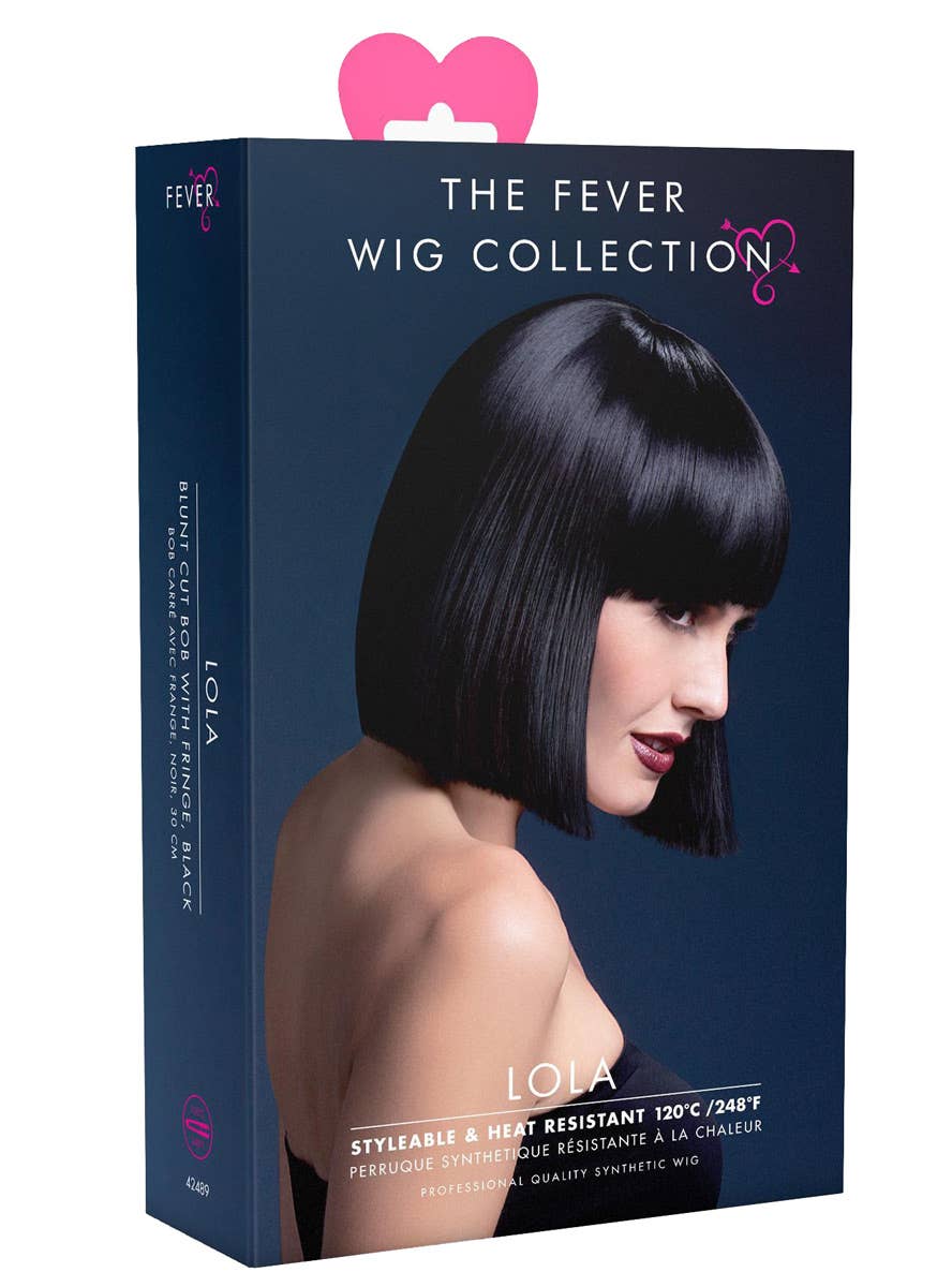 Lola- Deluxe Women's Black Heat Resistant Fashion Bob Wig - Packaging View