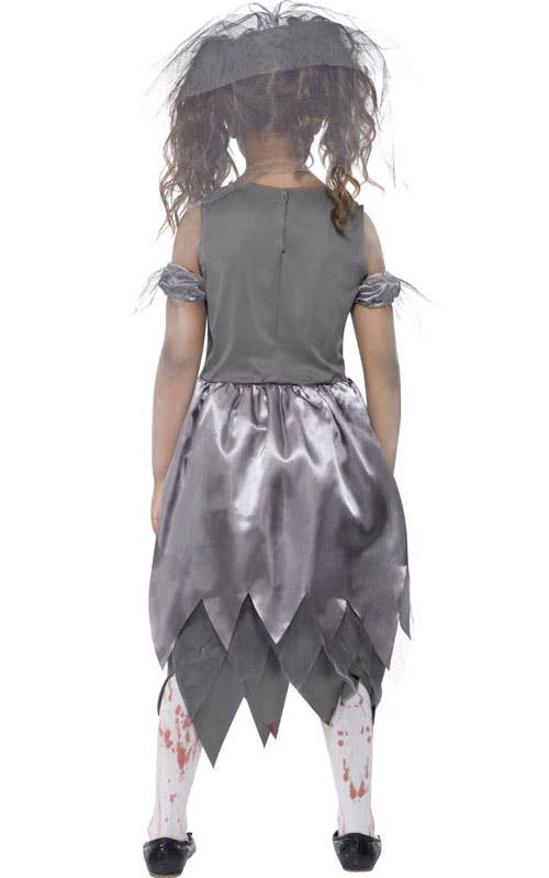 Grey Undead Bride Girl's Zombie Costume Back