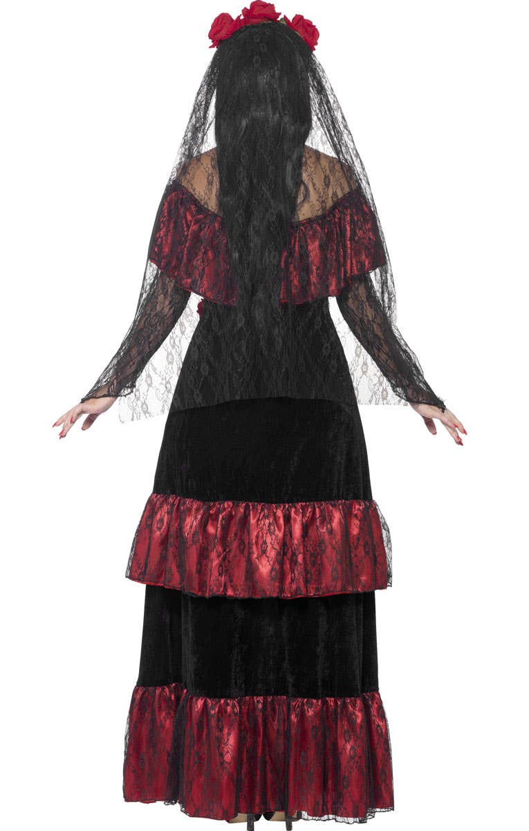 Day Of The Dead Bride Women's Sugar Skull Costume Back Image