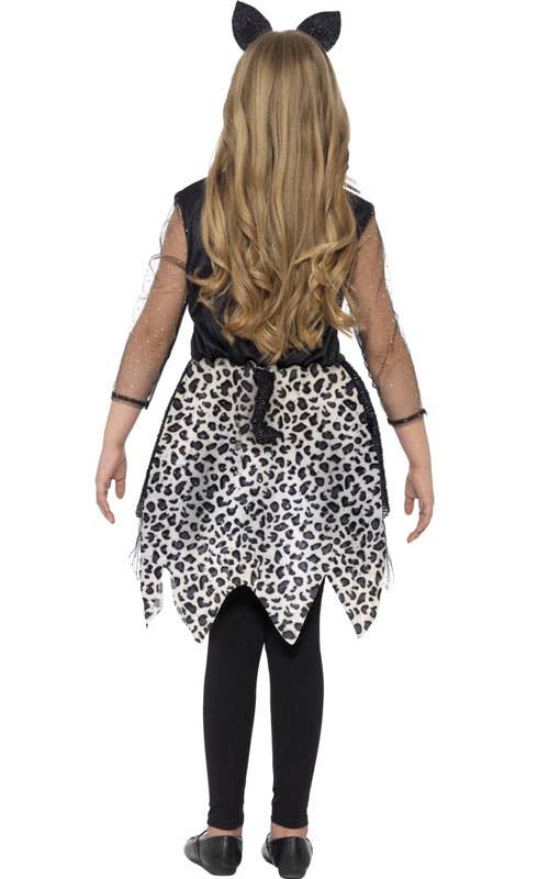 Leopard Print Girl's Cat Dress Up Animal Costume Back View