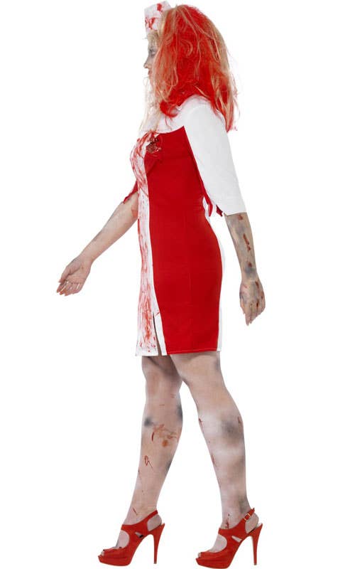 Women's Plus Size Blood Stained Zombie Nurse Halloween Costume Side View