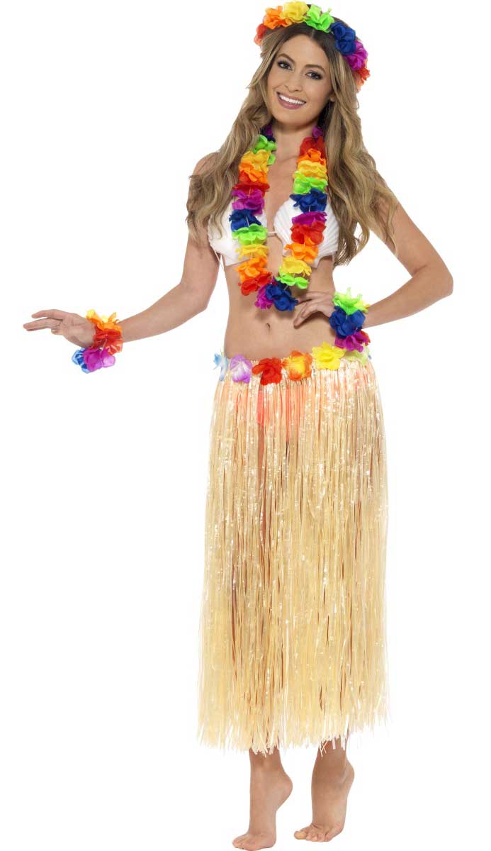 Rainbow Hula Dancer Flower Lei Accessory Set Alt Image