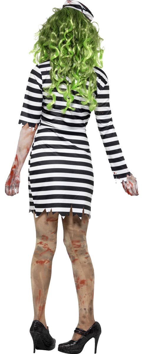Women's Jail Bird Zombie Convict Fancy Dress Halloween Costume Back Image