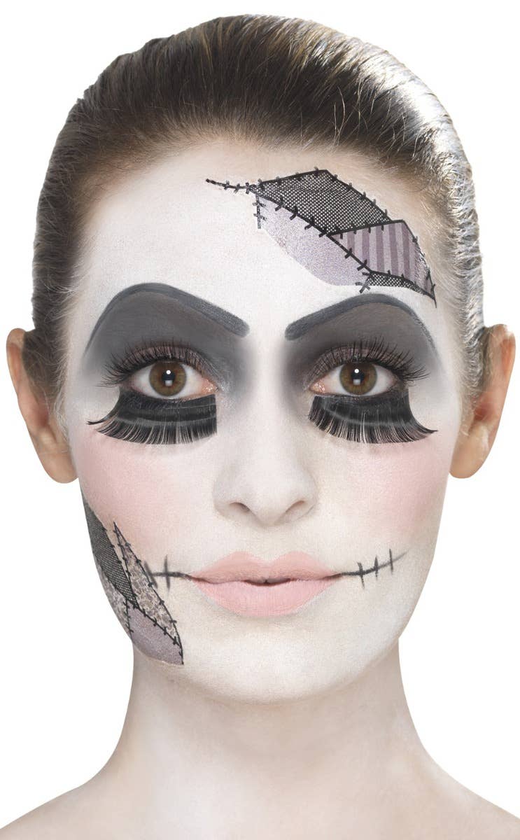 Women's Damaged Broken Doll Halloween Makeup And Tattoo Accessory Kit Main Image