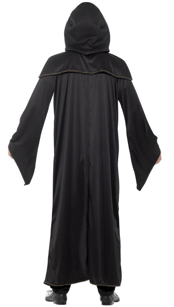 Black Wizard Cloak with Gold Braid Trim Back Image