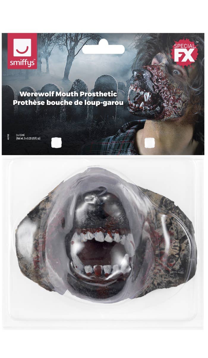 Halloween Werewolf Mouth Prosthetic Stick On Snout Package Image