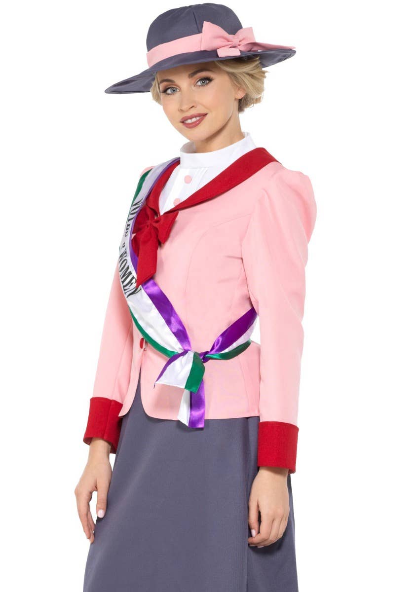 Deluxe Women's Victorian Suffragette Fancy Dress Costume Side Image