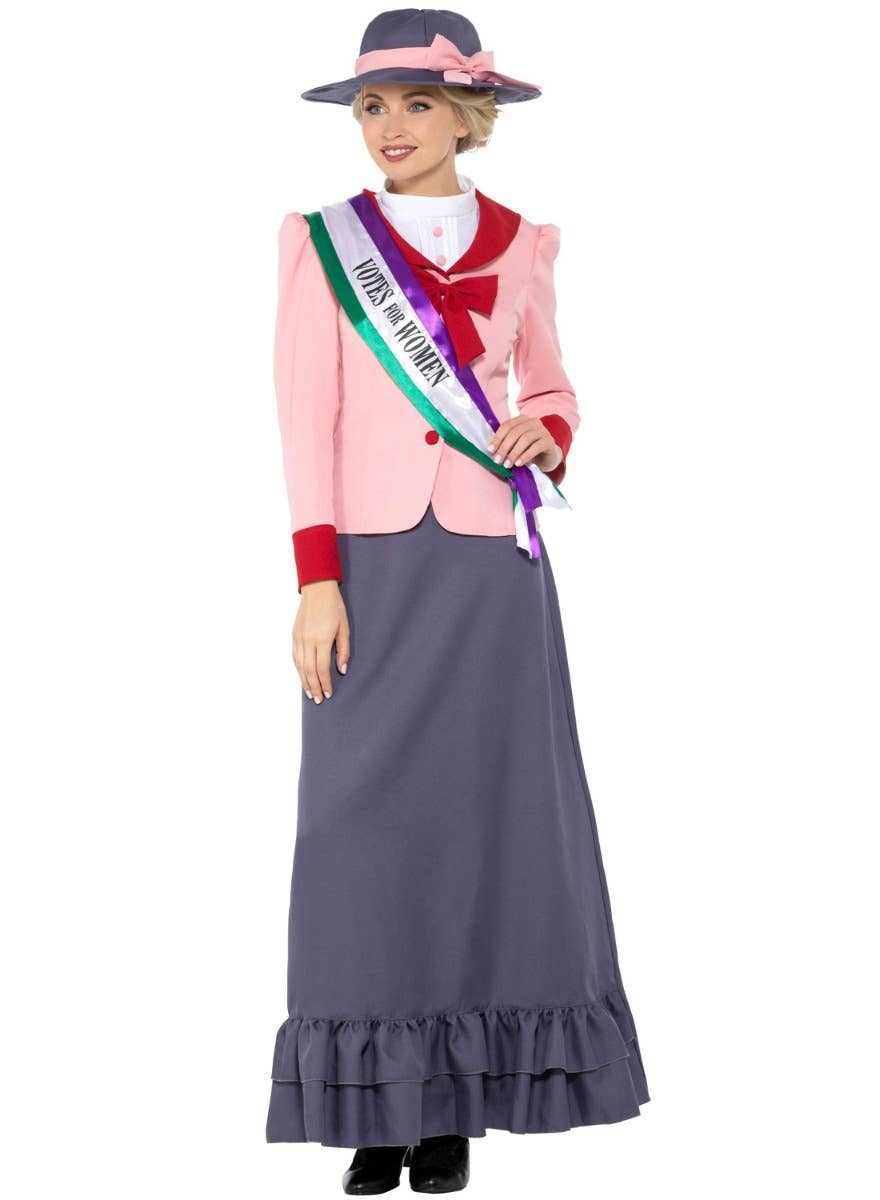 Deluxe Women's Victorian Suffragette Fancy Dress Costume Alternate Front Image