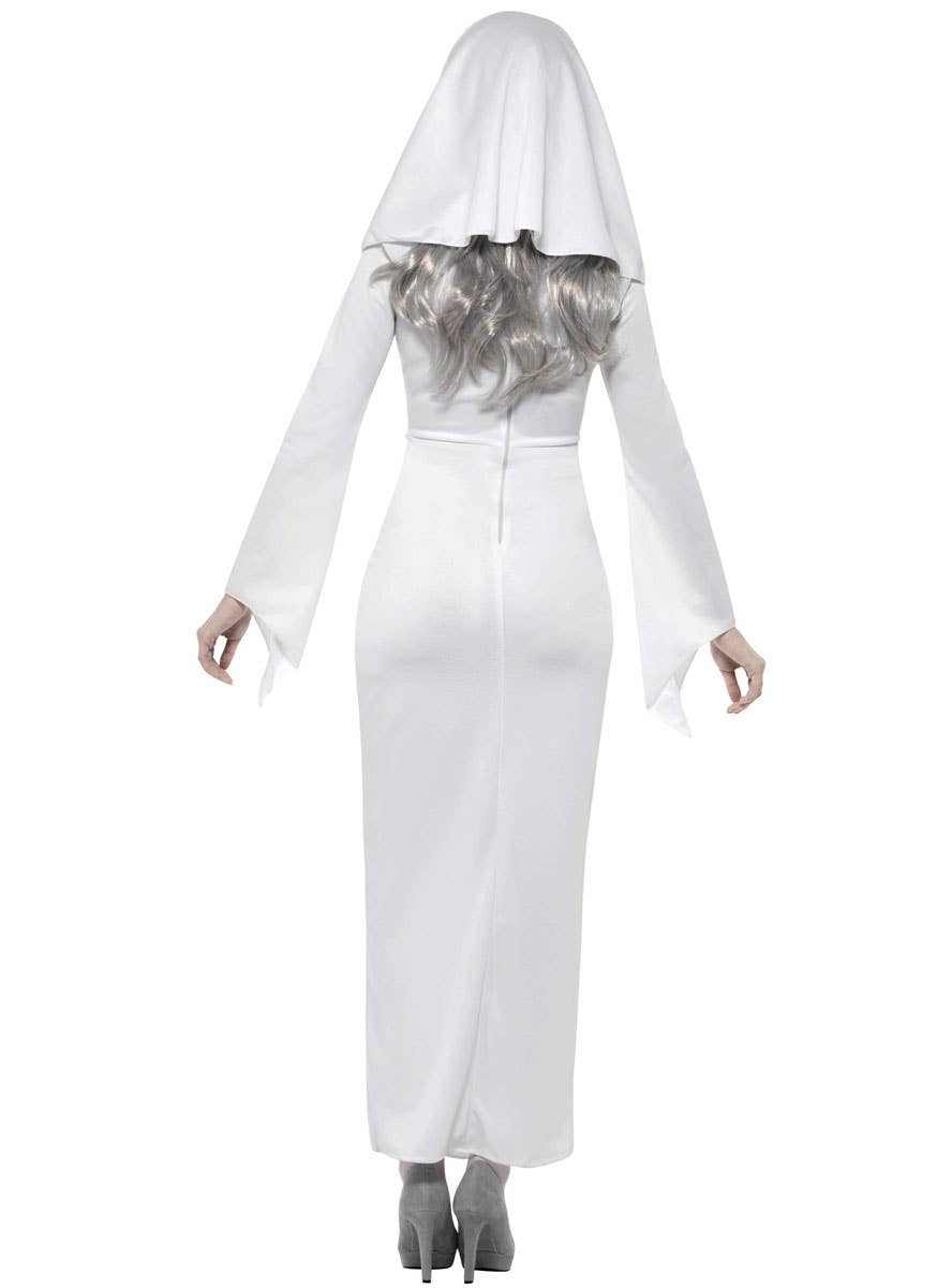 Women's Haunted Asylum Nun Halloween Fancy Dress Costume Back Image