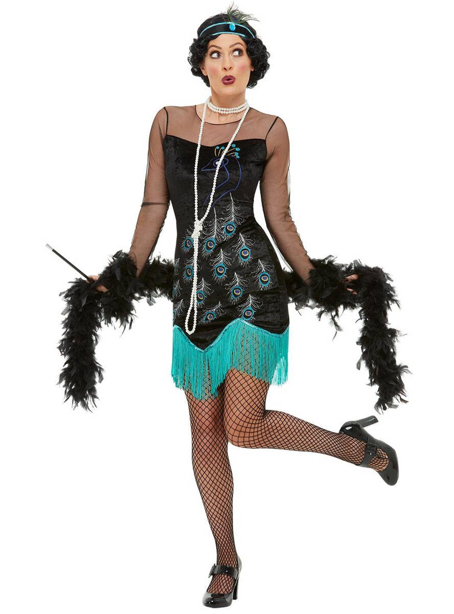 Peacock Flapper Dress Costume - Alt Image