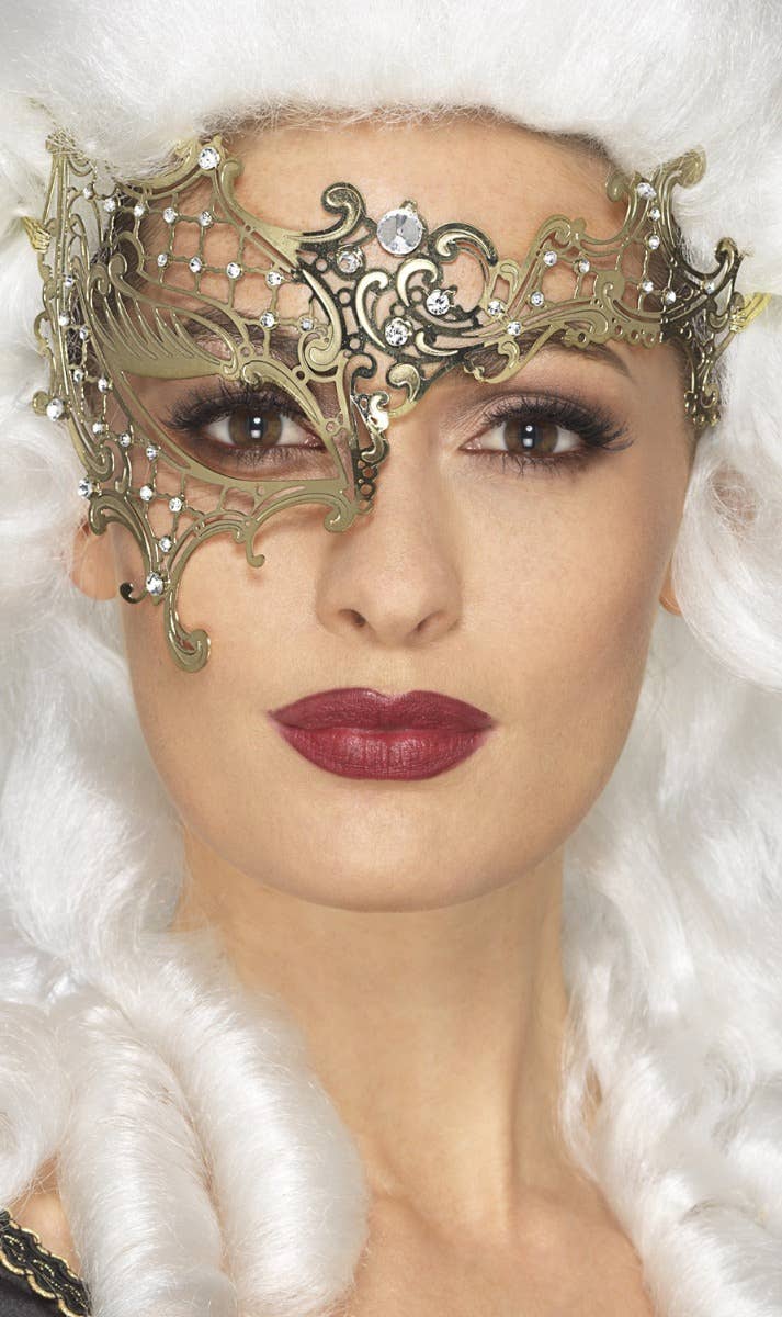 Image of Over Eye Gold Metal Masquerade Mask