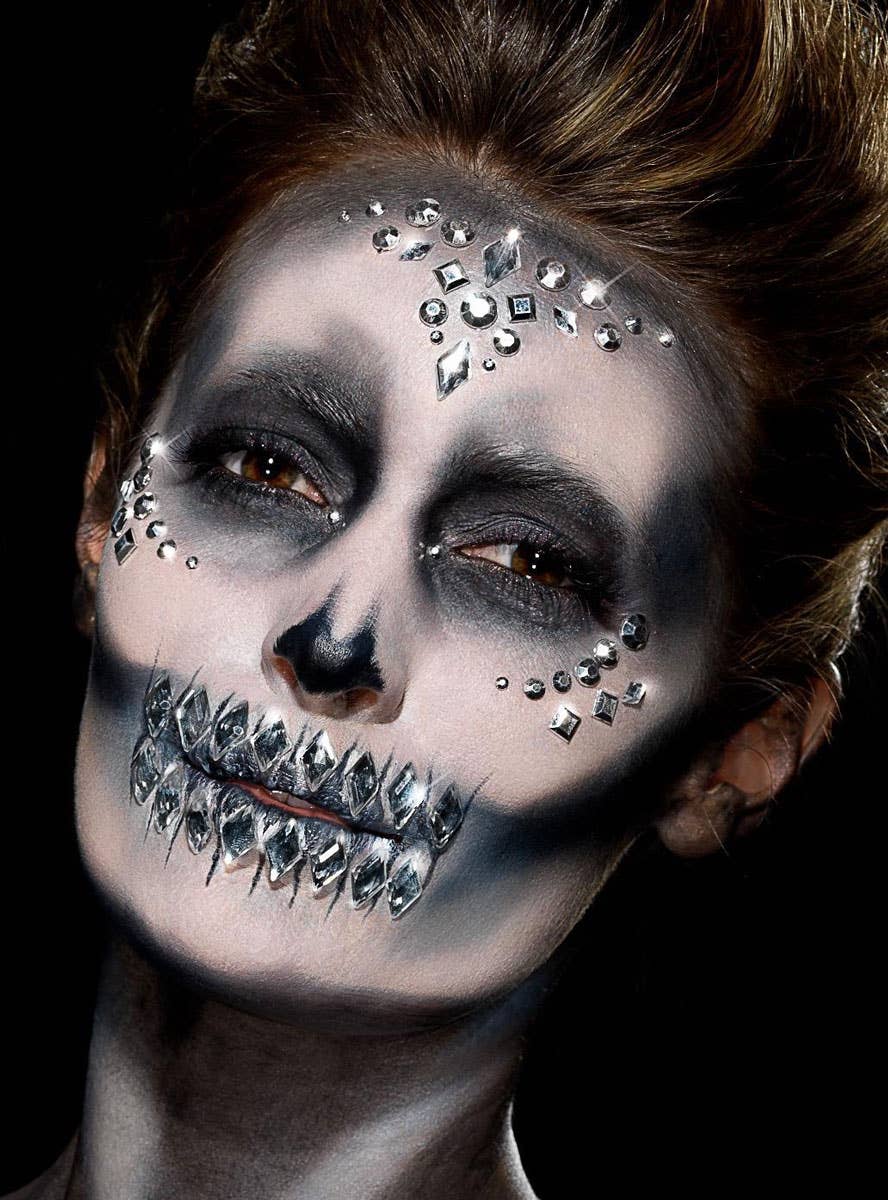 Image of Pack of 100 Assorted Silver Stick-On Face Gems - Alternate Image 2