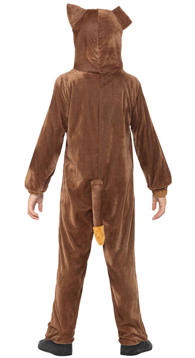 Boys or Girls Plush Brown Dog Animal Onesie Costume Back Image