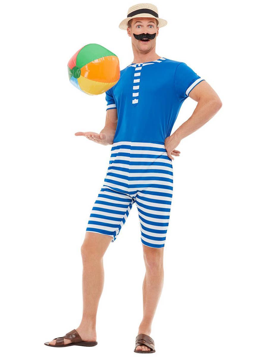 Men's 1920's Blue Swimwear Costume - Alternate Image