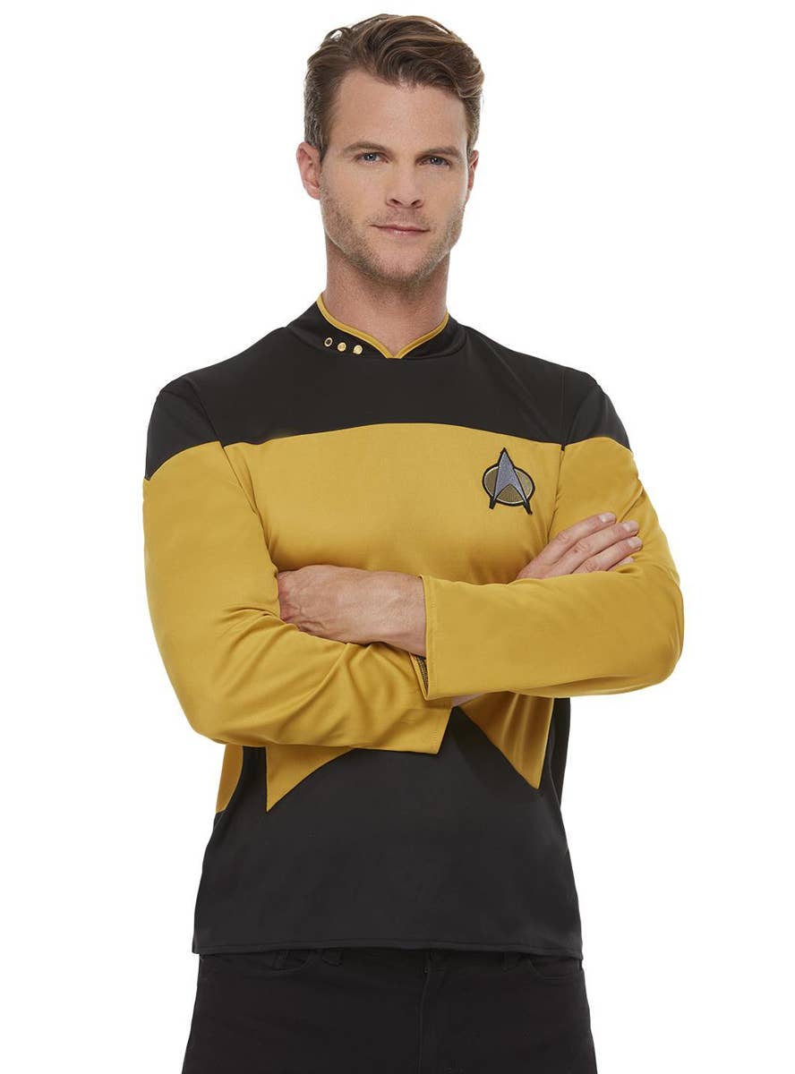 Mens Star Trek Next Generation Yellow Operations Uniform Costume - Alternate Image
