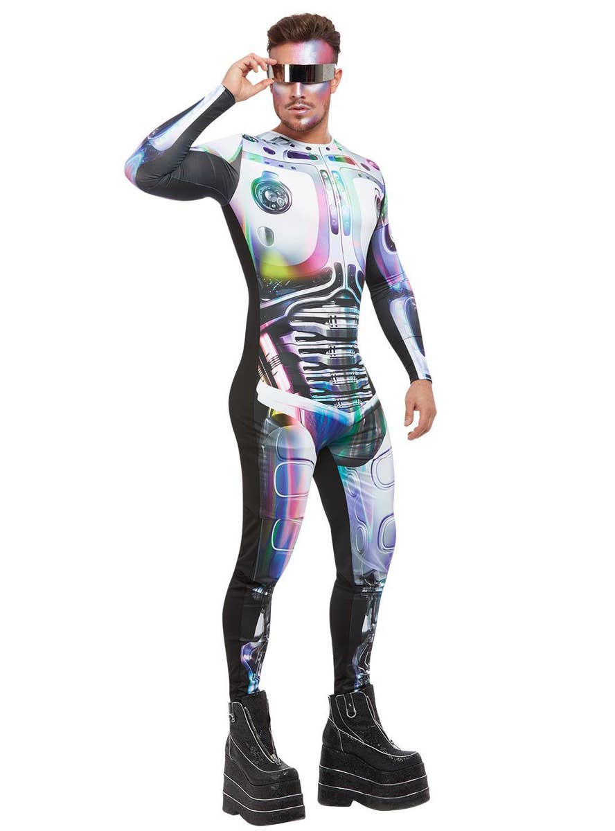 Space Alien Men's Cyber Fancy Dress Costume - Alternate Image