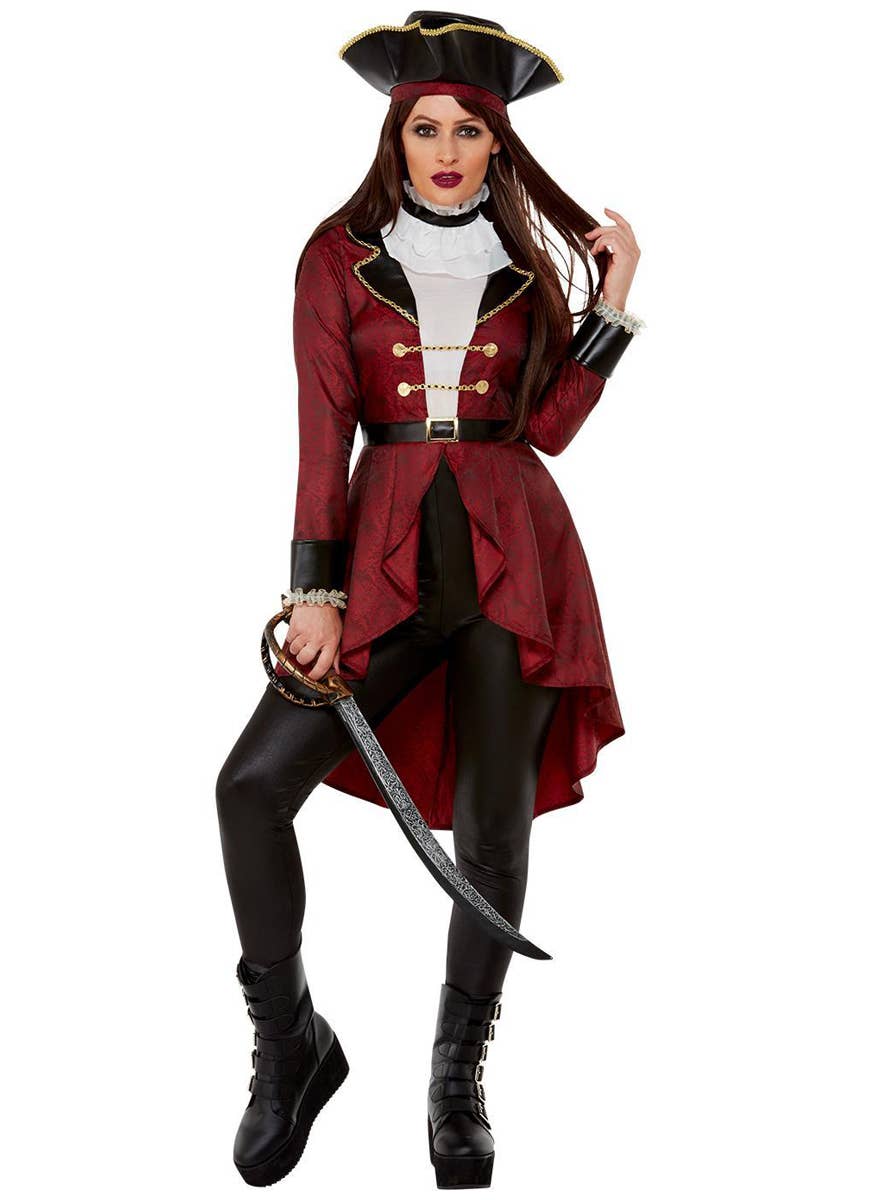 Womens Red Swashbuckler Pirate Costume - Main Image