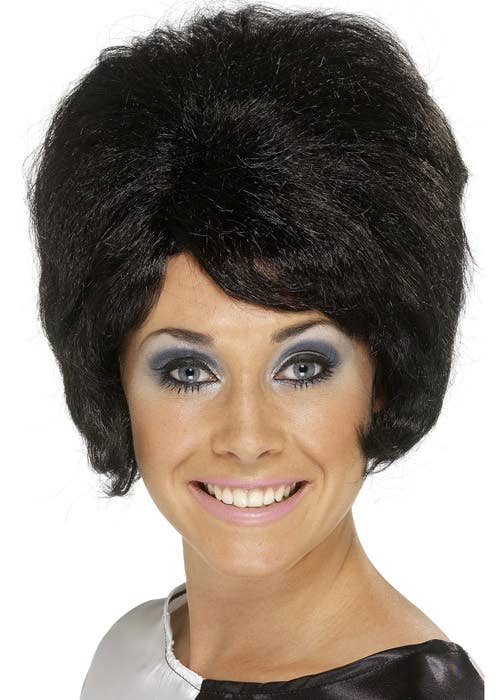 1960s Black Beehive Women's Costume Wig