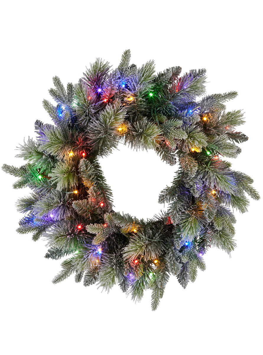 Snowy Stamford Spruce 61cm Prelit Christmas Wreath - Alternate Image 1