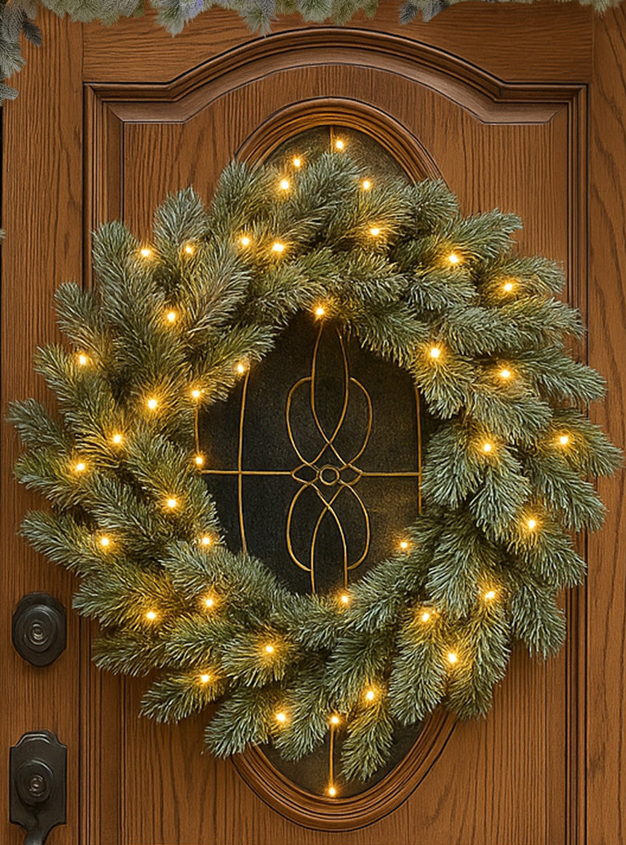 Snowy Stamford Spruce 61cm Prelit Christmas Wreath - Alternate Image 4