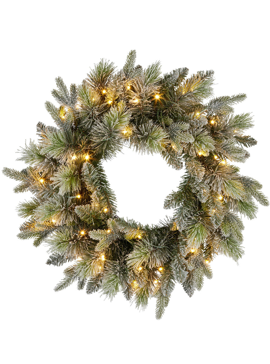 Snowy Stamford Spruce 61cm Prelit Christmas Wreath - Main Image