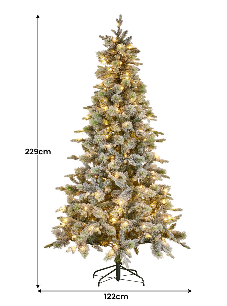 Snowy Stamford Spruce 7 Foot Prelit Christmas Tree - Dimensions Image 1